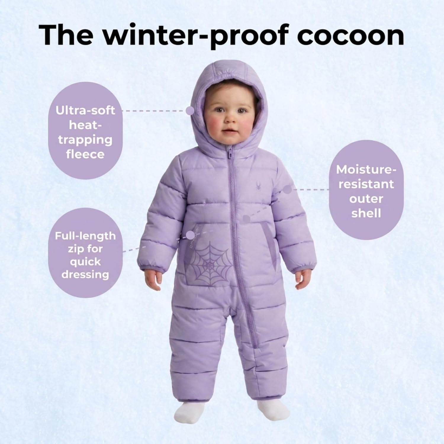 image:imageSpyder Toddler Snow Suit Fleece Lined Baby Snowsuit FoldOver CuffsLavender