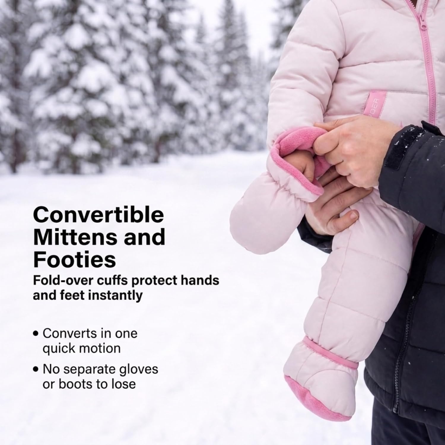 image:imageSpyder Toddler Snow Suit Fleece Lined Baby Snowsuit FoldOver CuffsLight Pink