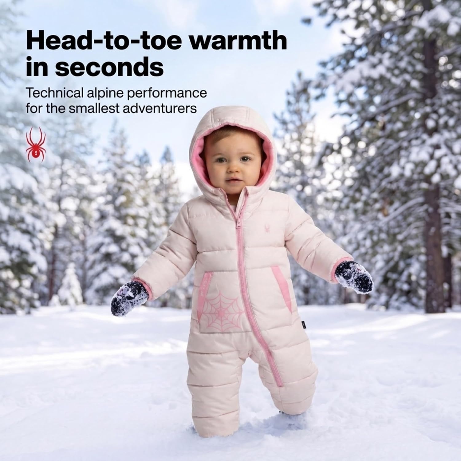 image:imageSpyder Toddler Snow Suit Fleece Lined Baby Snowsuit FoldOver CuffsPink