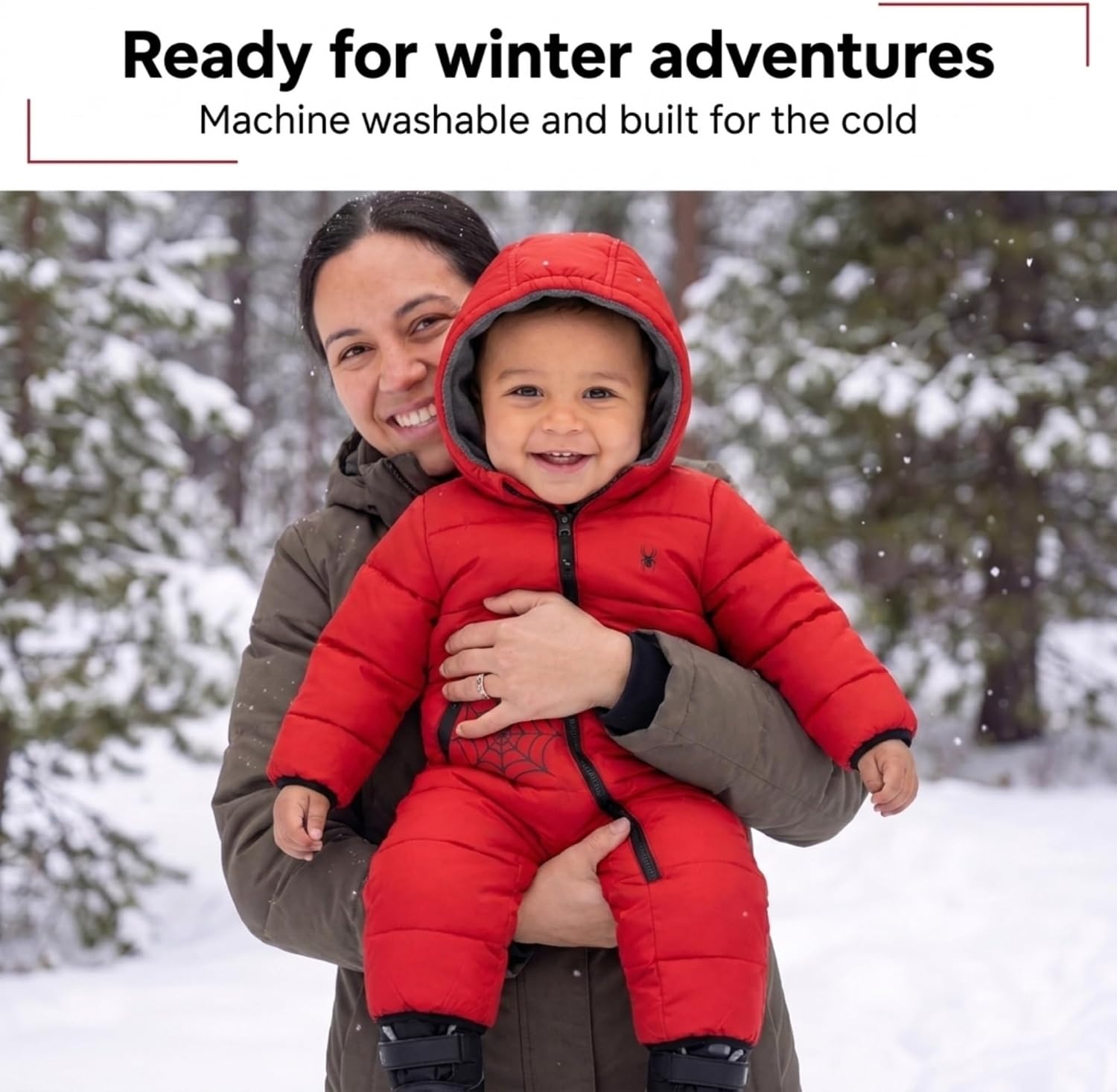 image:imageSpyder Toddler Snow Suit Fleece Lined Baby Snowsuit FoldOver CuffsRed