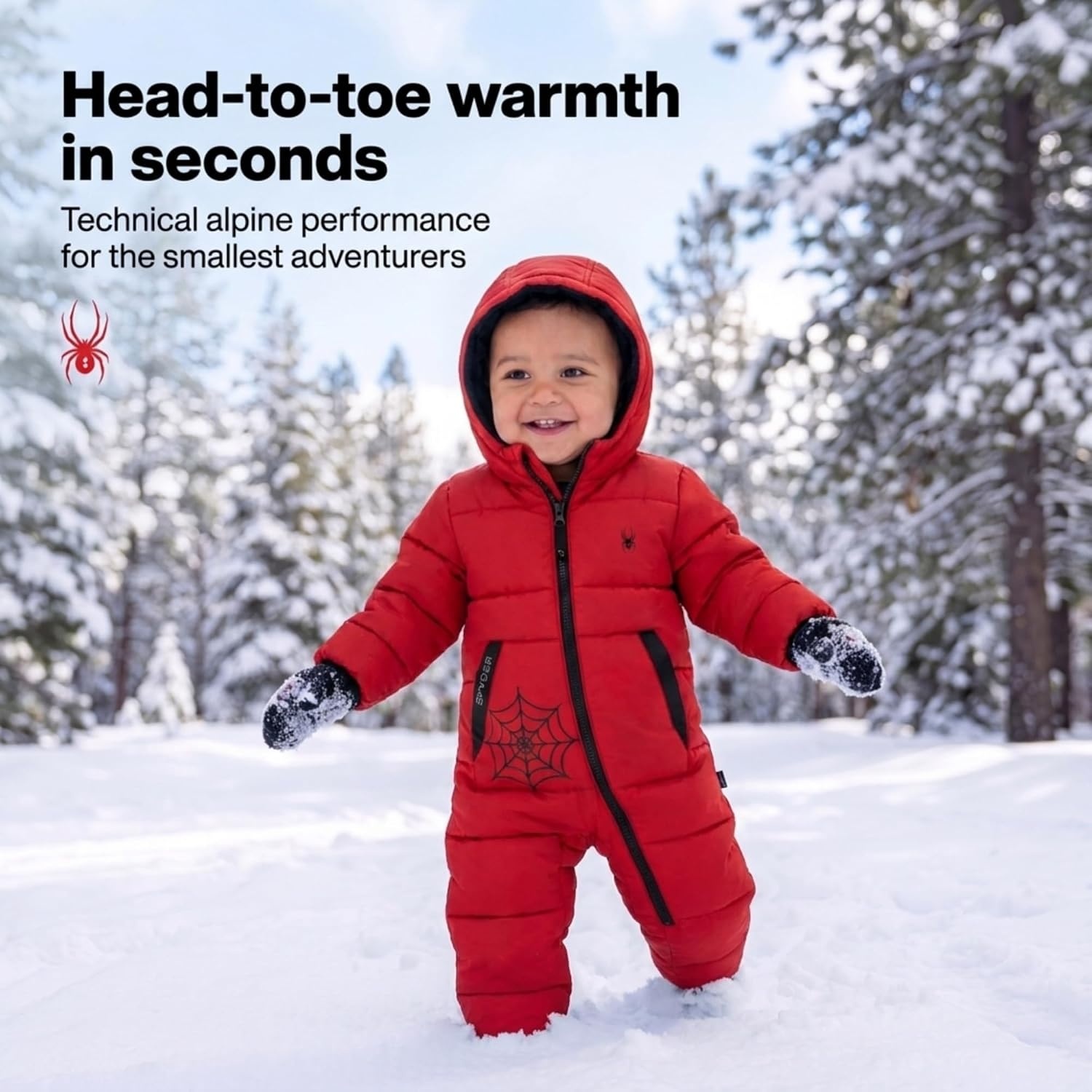image:imageSpyder Toddler Snow Suit Fleece Lined Baby Snowsuit FoldOver CuffsRed