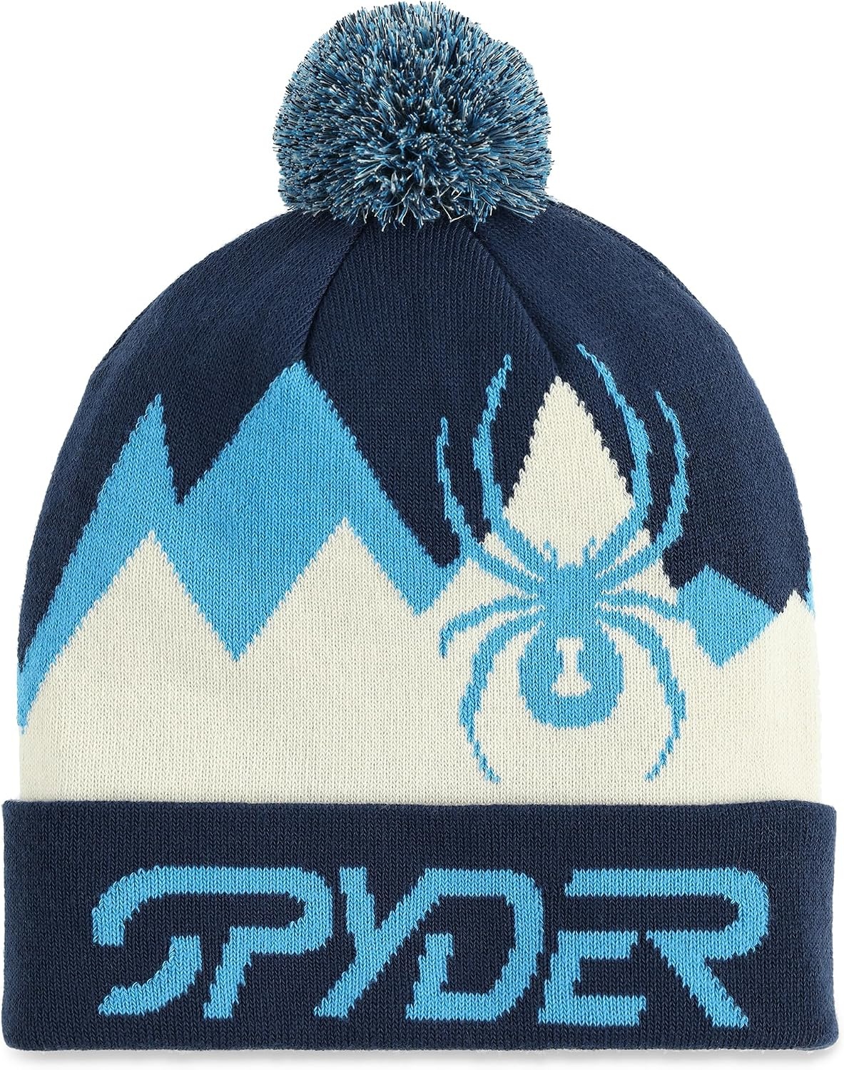 image:imageSpyder Mens Zone Rolled Pom Ski BeanieTrue Navy